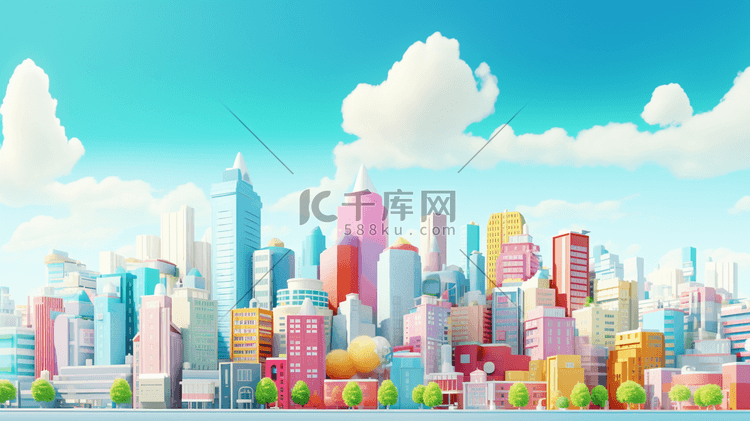 彩色智慧城市建筑插画10