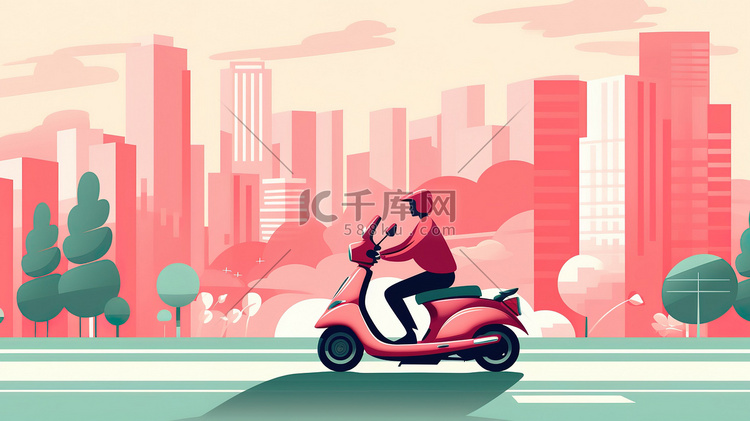 骑着摩托车城市交通3