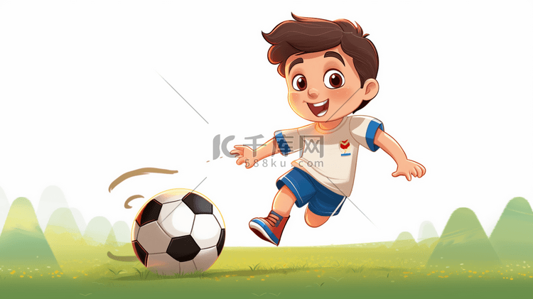 踢足球的小男孩插画6