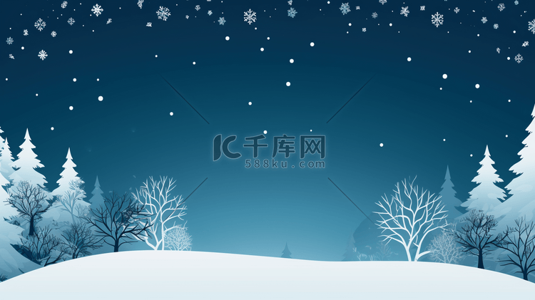 冬季雪景松树插画31