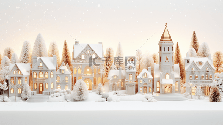 金色城堡雪景插画12