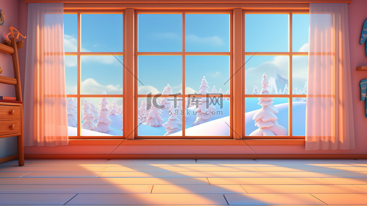 冬天温暖阳光的窗户16