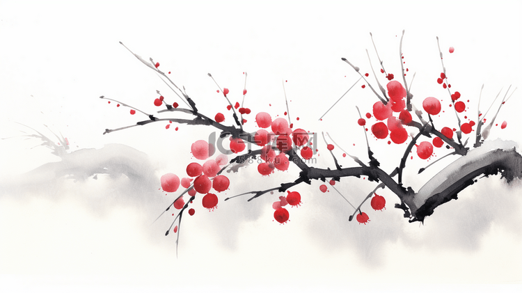 中国风盛开的梅花插画6
