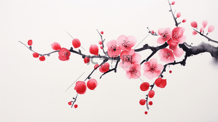 中国风盛开的梅花插画11