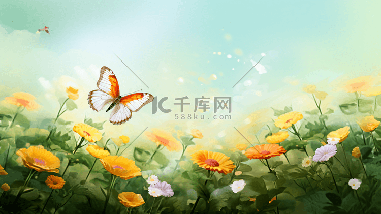 花间飞舞的蝴蝶插画6