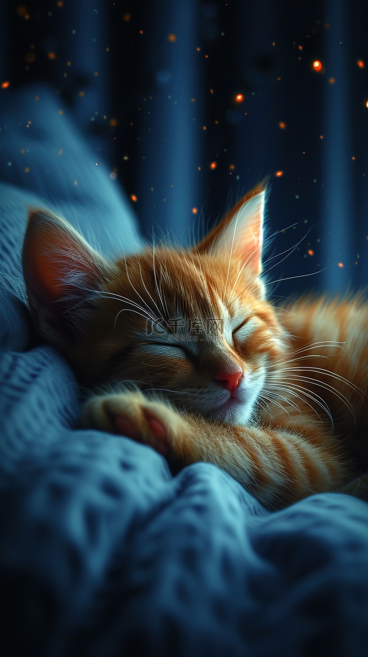 可爱的小猫咪睡觉插画图片