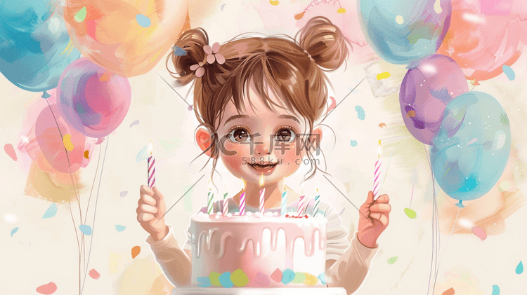 粉色梦幻蛋糕生日惊喜的插画2