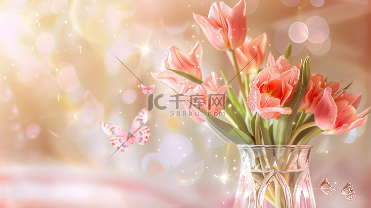 盛开的郁金香花朵插花插图