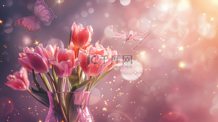 盛开的郁金香花朵插花图片
