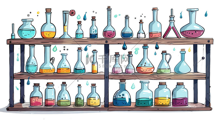 化学工作台手绘图卡通风格图片