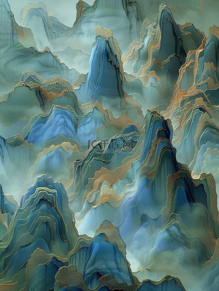 山和丘陵的3d绘画青色山脉素材
