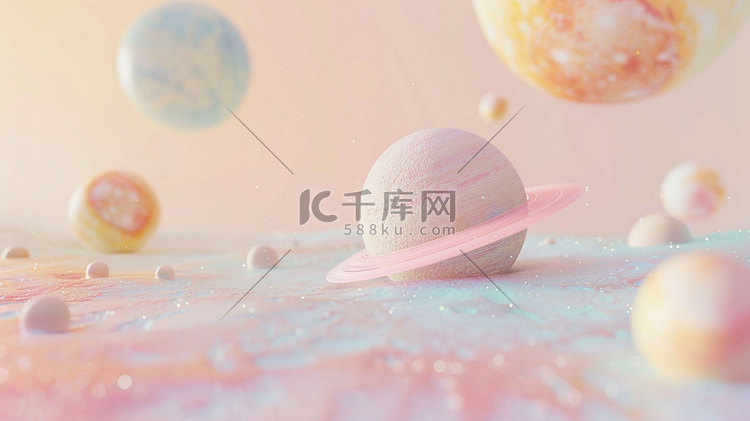 星球清新模型立体合成创意插画