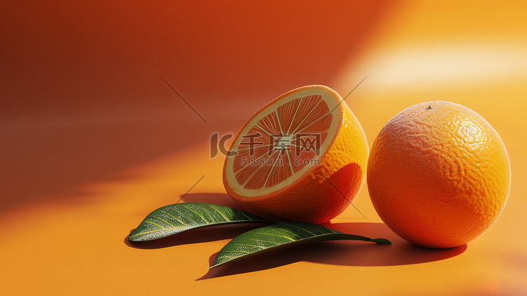 新鲜的橙子水果3D插图