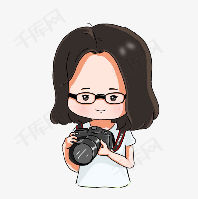 手绘可爱美女摄像师