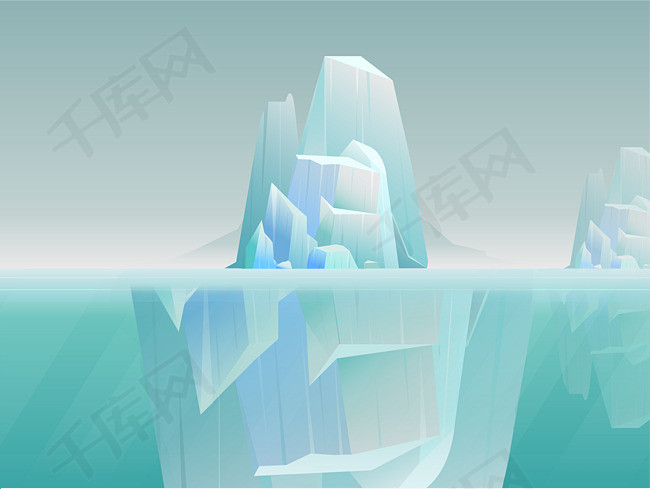 冬至冷色系冰山插画插图插画冰山冰川南极北极