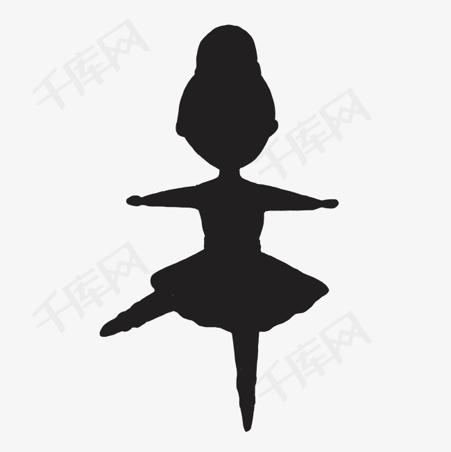 手绘黑色跳芭蕾女生剪影女性剪影跳舞女生手绘黑色剪影卡通