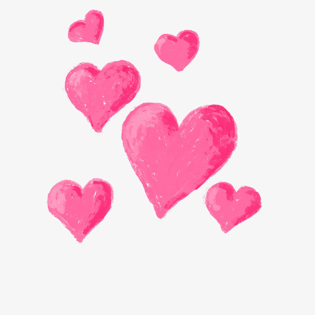 手绘粉红爱心情人节小清新立体卡通