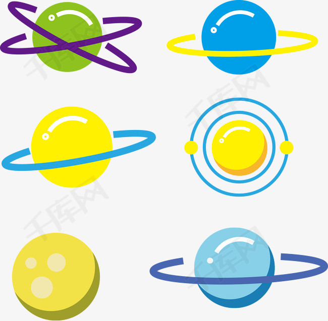 卡通星球 飞船矢量图
