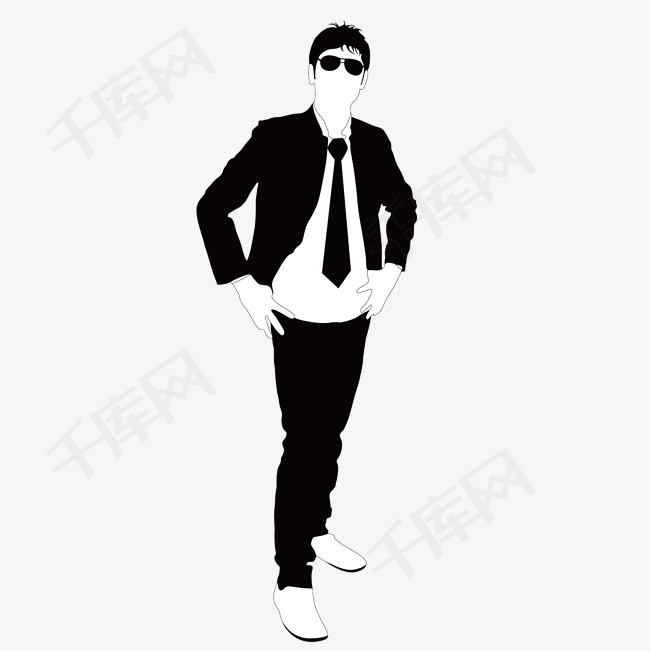 黑色剪影青年人物素材图片免费下载_高清psd_千库网