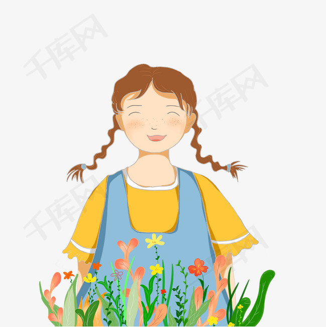 可爱的小清新女孩插画