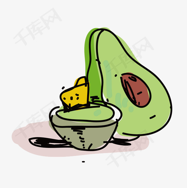 卡通手绘牛油果果泥矢量素材