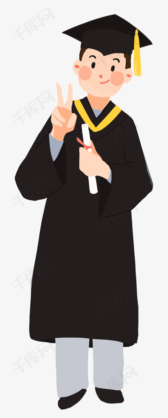 穿学士服的毕业学生