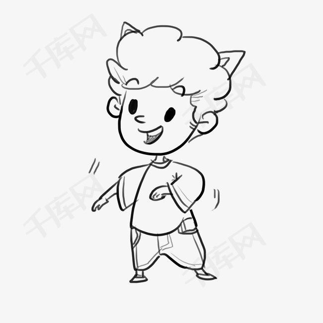 儿童节简笔速写手绘涂鸦小男孩漫画