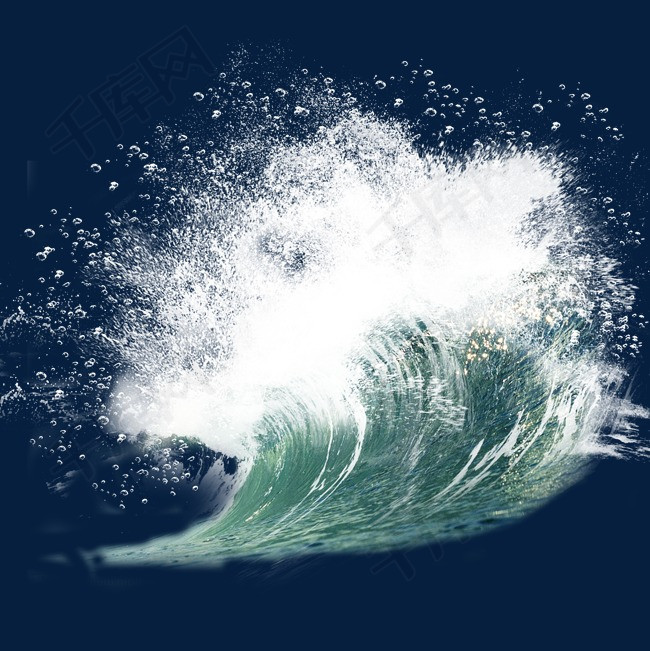 蓝色海浪飞溅的浪花元素海浪水浪浪花波涛蓝色大海
