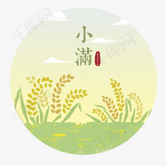 小满节日手绘黄色麦穗