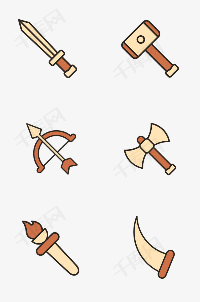 简约风卡通武器矢量图