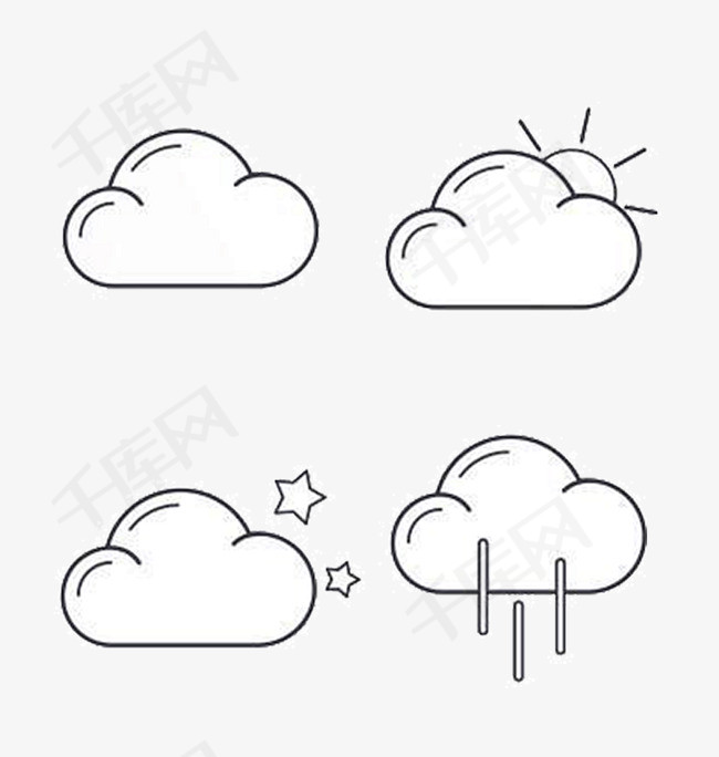 天气简笔小图标素材