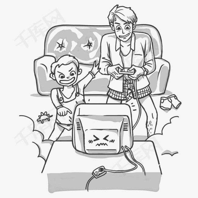 爸爸陪小孩子玩游戏