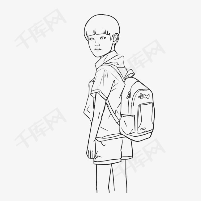 一个在上学路上的小男孩