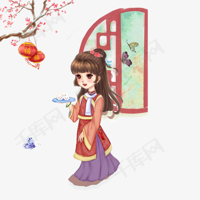 花图q版古典美女蝴蝶花图q版书香古典美女卡通人物动漫人物动漫动画