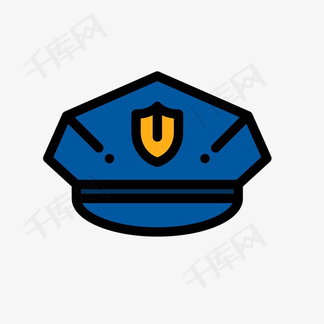 警帽卡通矢量免扣图帽子警帽警察帅气的警察的帽子扁平化