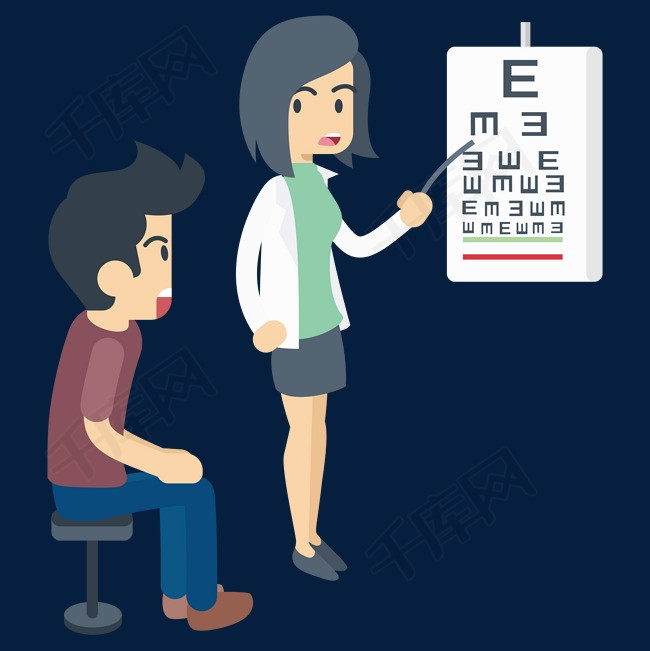卡通矢量正在测视力的人
