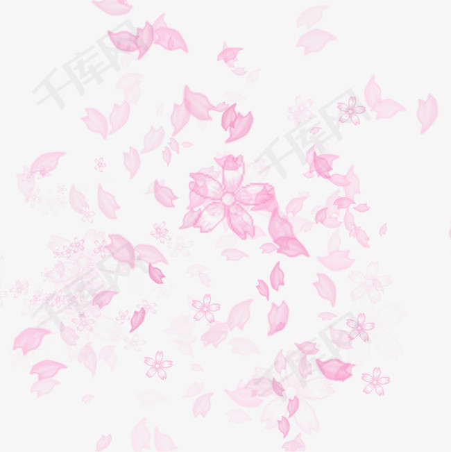 粉色漂浮樱花花瓣元素