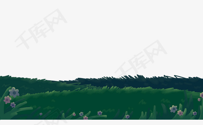 夏天夜晚仲夏夜草地花叶手绘插画psd