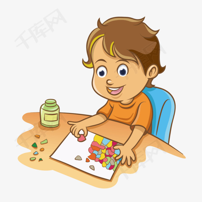做手工的小男孩png下载卡通人物矢量儿童节装饰图案幼儿园eps六一幼儿