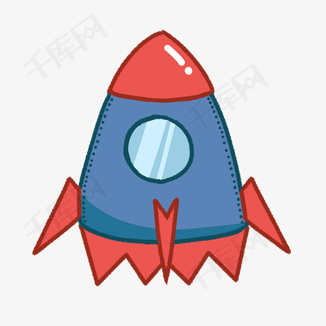 手绘可爱卡通宇宙火箭飞船