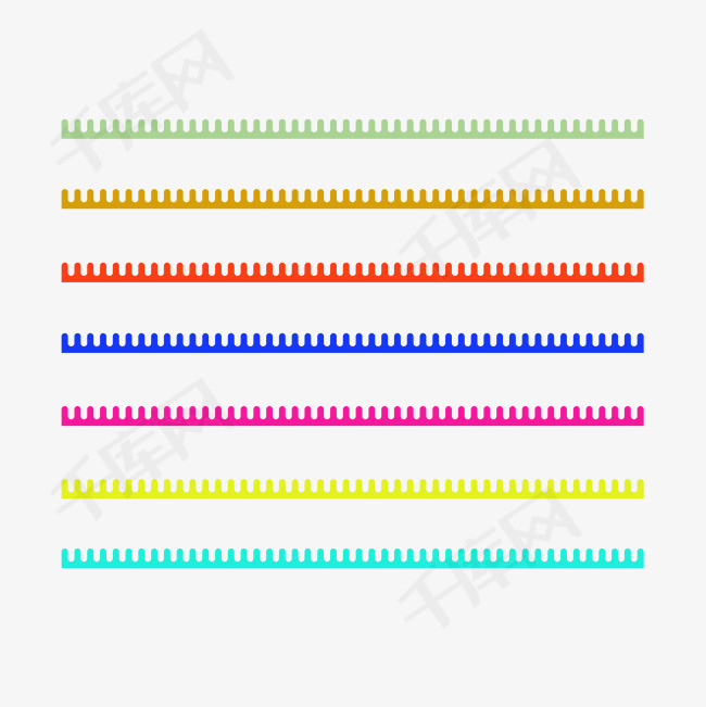 多彩圆角锯齿分割线免抠下载