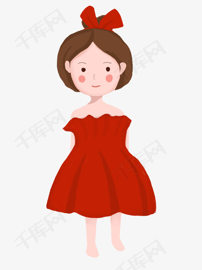 卡通红裙子小女孩