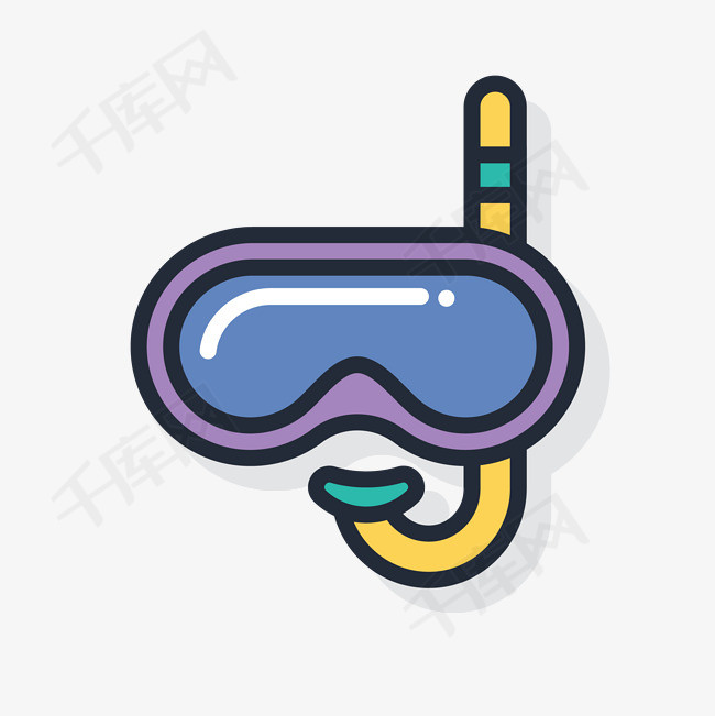 夏天卡通潜水游泳镜清凉矢量图