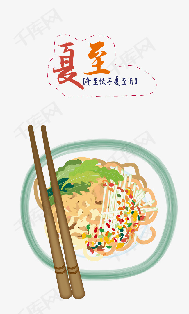 夏至手绘凉面分层素材
