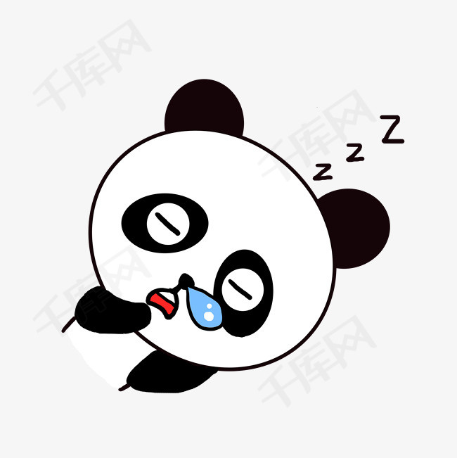 q版可爱卡通歪头小动物表情包小熊猫睡觉