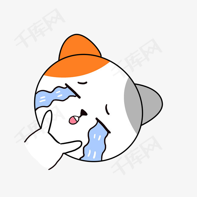 q版可爱卡通歪头小动物表情包小猫咪大哭