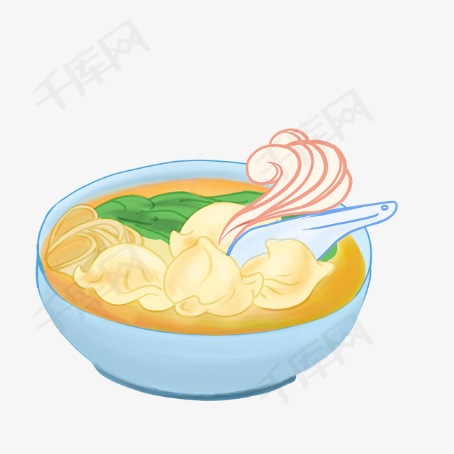 矢量手绘美味馄饨