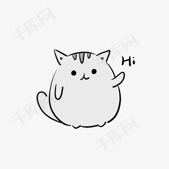 猫咪表情包打招呼免扣png