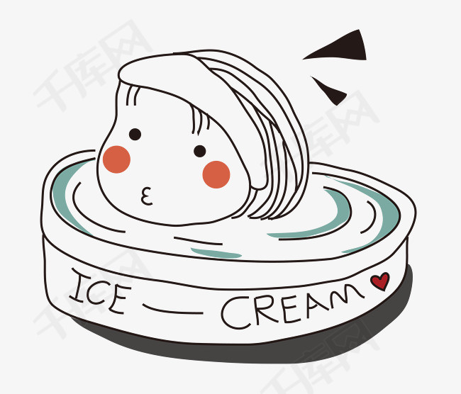 夏至小女孩冰淇淋png矢量图