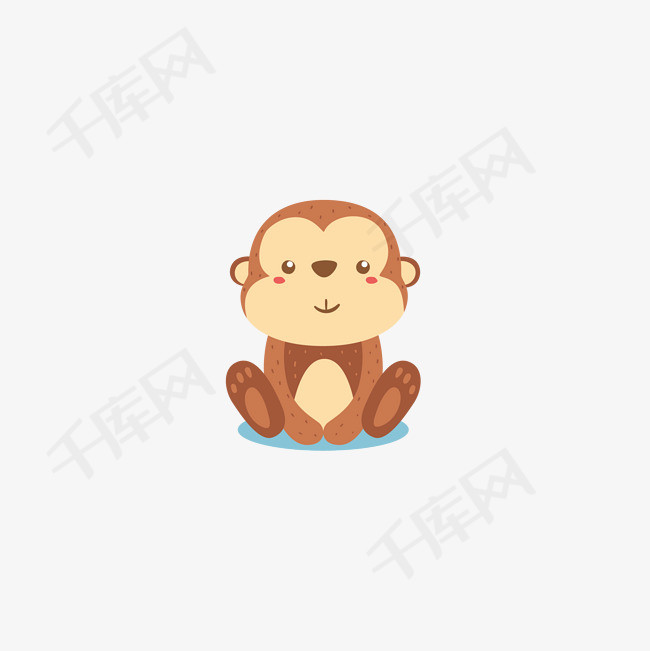 可爱的盘坐中的小猴子可爱的小猴子盘坐着的小猴子呆萌的小猴子静态的